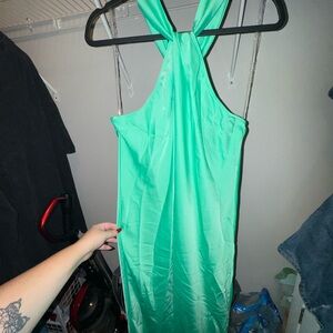 Elegant Green Halter Dress